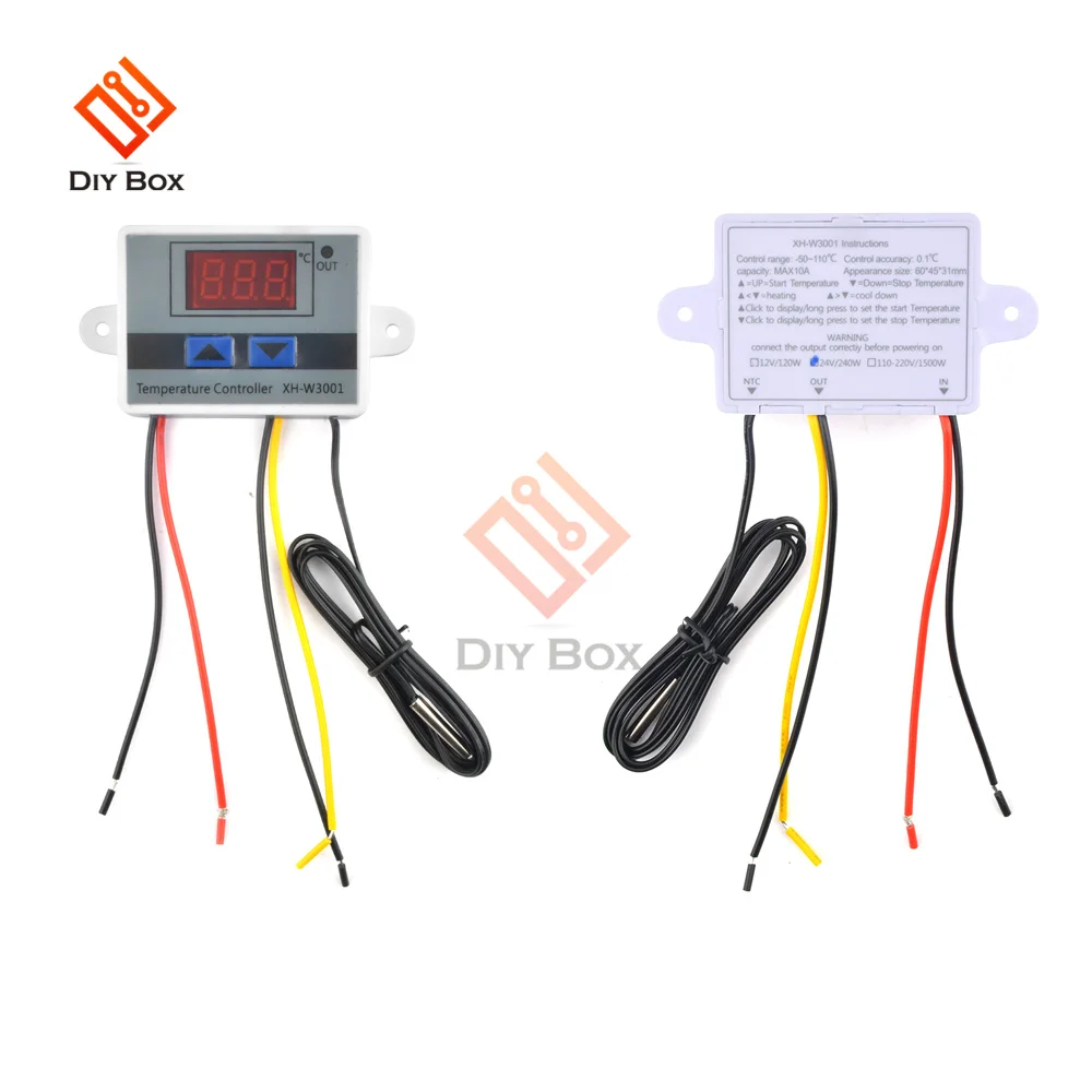 Controlador de temperatura Digital LED, termostato, termorregulador, Sensor, medidor, W3001, W3002, 12V, 24V, 110V, 220V