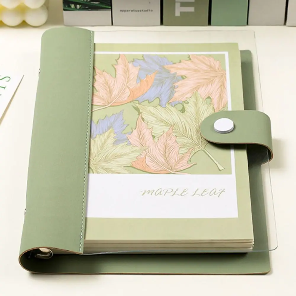 

Soft Artificial Leather Loose-leaf Book Transparent Cover PVC Notebook with Button A5 Notepad Student