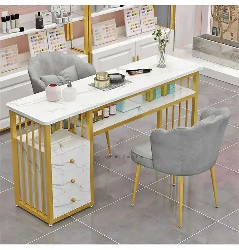 

European Fashion Ins Table And Chair Set Double Manicure Furniture Professional Mesa Mesas De Manicura Profesional Foldable