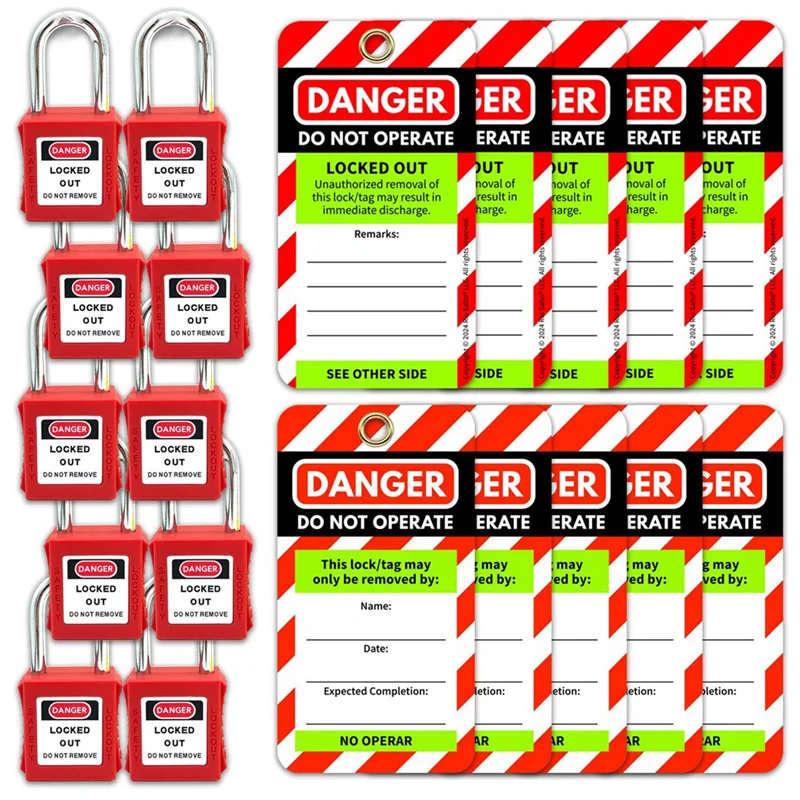 A02M-Lockout Tagout Tags And Padlocks Red Safety Tag Easy Identification Lock Out Kit Tagout Locks Red Lock Padlock Tag Out