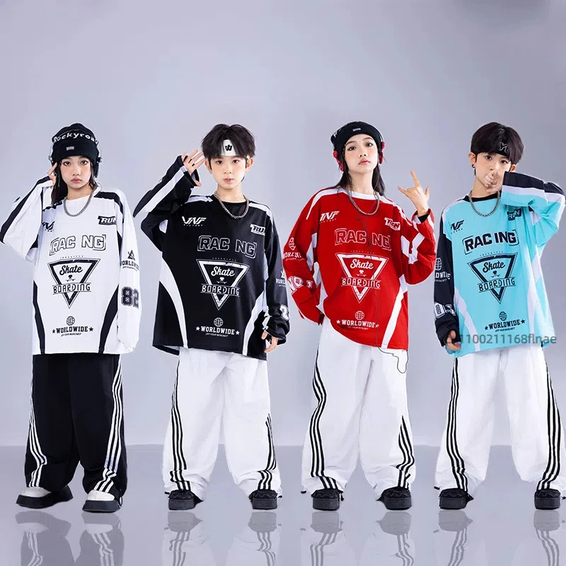 남학생 및 여학생 드럼 공연 의상, 힙합 및 스트리트 댄스 스포츠 세트, 어린이 공연 의상