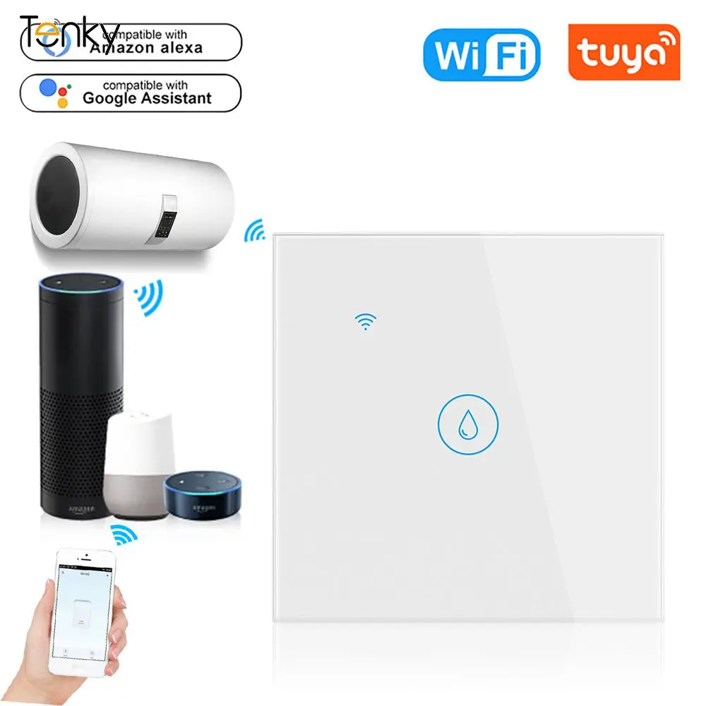 Tuya Wifi Water Heater Switches Boiler Smart Switch EU/UK Standard 40A Luxuray Glass Voice Control Touch Timer Alexa Google Home