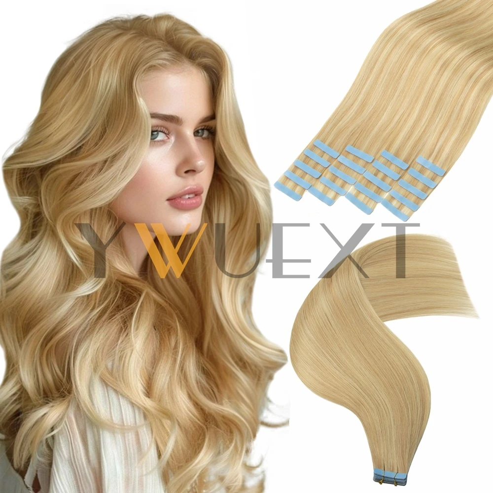 

Лента High Light в наращивании натуральных человеческих волос 12-24 дюйма Бесшовная клейкая лента Натуральные прямые человеческие волосы Машинная лента Remy на