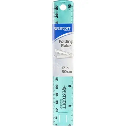 Plastic folding ruler for office use, durable plastic material, assorted colors, compact and portable design