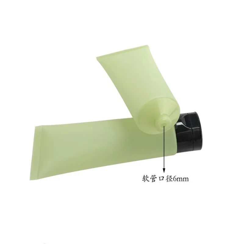 Wholesale 100m Matte Cosmetic Tube for Refillable Cleanser Lubricating Oil Gel Flip-Top Empty Bottles Translucent Green Bottle