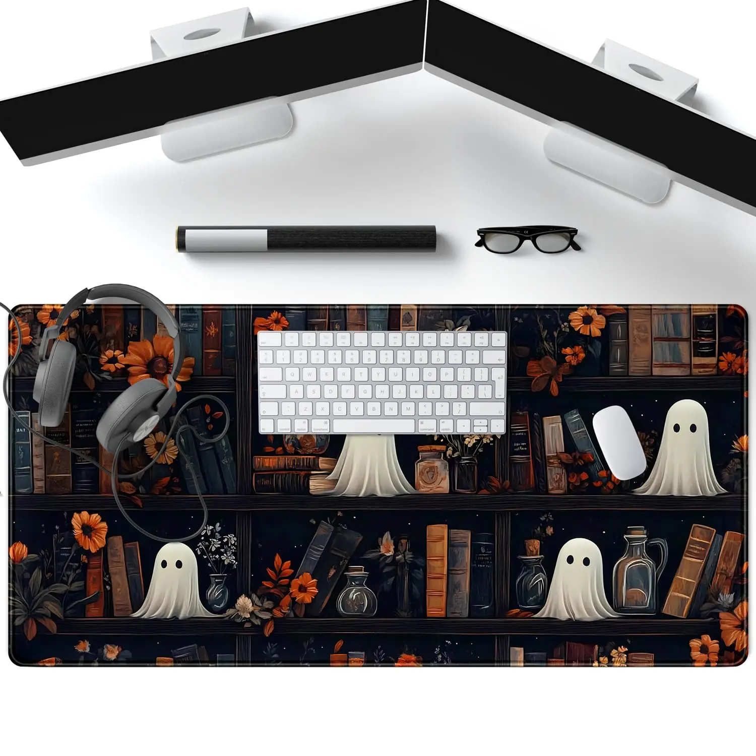 Cute Vintage Gothic Desk Mat XXL Mousepad Extended Laptop Computer Keyboard Mat with Stitched Edges Anti-Slip Funny Deskpad
