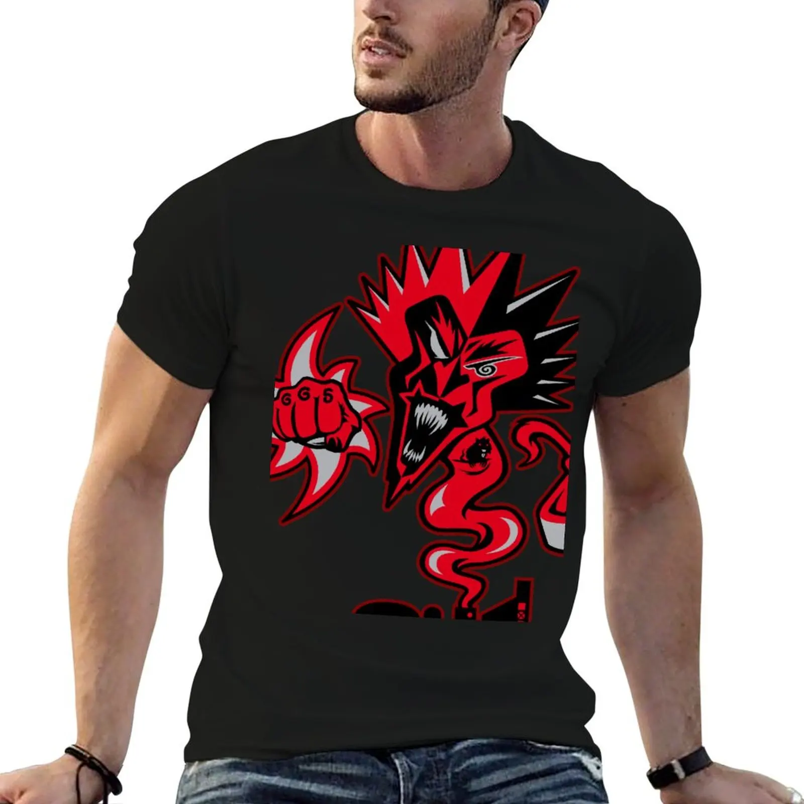 red Evil clown graphy, scary clown, fictional Character T-Shirt Simple Casual Short Sleeve Tee