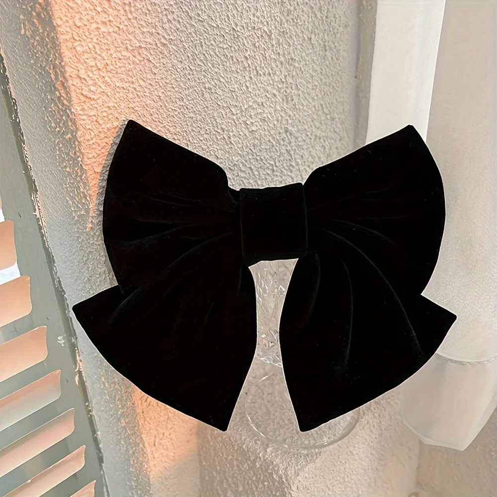 Rote Samt-Haarspange mit großer Schleife und Haarnadel, sanftes Mädchen, Prinzessin, Kopf, Hinterkopf, oberer Clip, Pony-Clip – Detail 6
