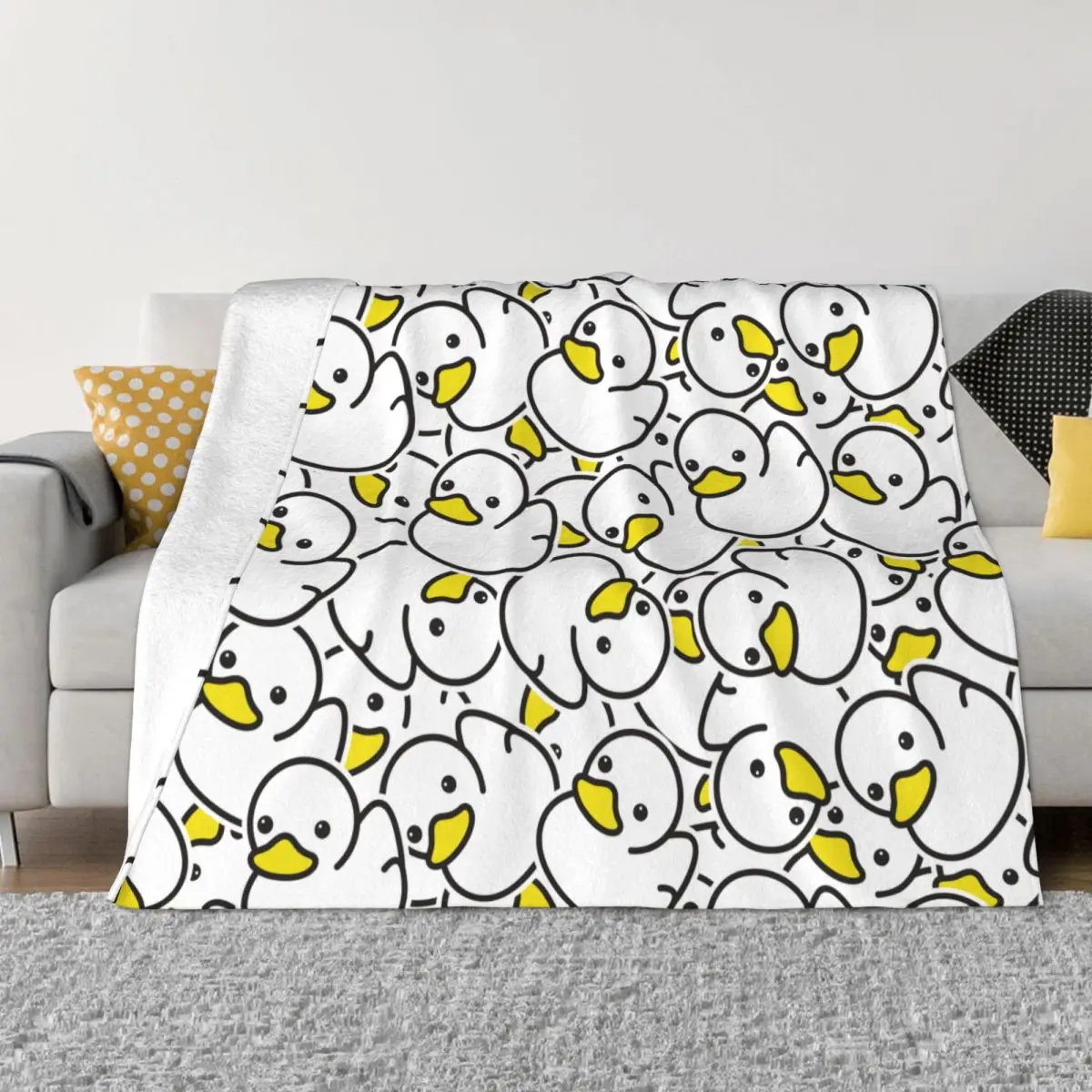 

Cartoon Duck Pattern Blankets Fleece All Season Portable Warm Throw Blanket for Sofa Couch Rug Piece