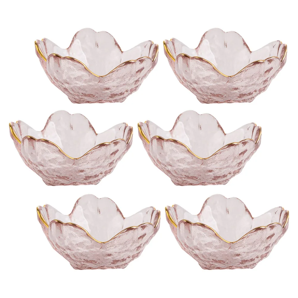 

6Pcs Glass Appetizer Plate Flower Shaped Design Decorative Dessert Snack Dish for Home Hotel Party Wedding Serving Fruit