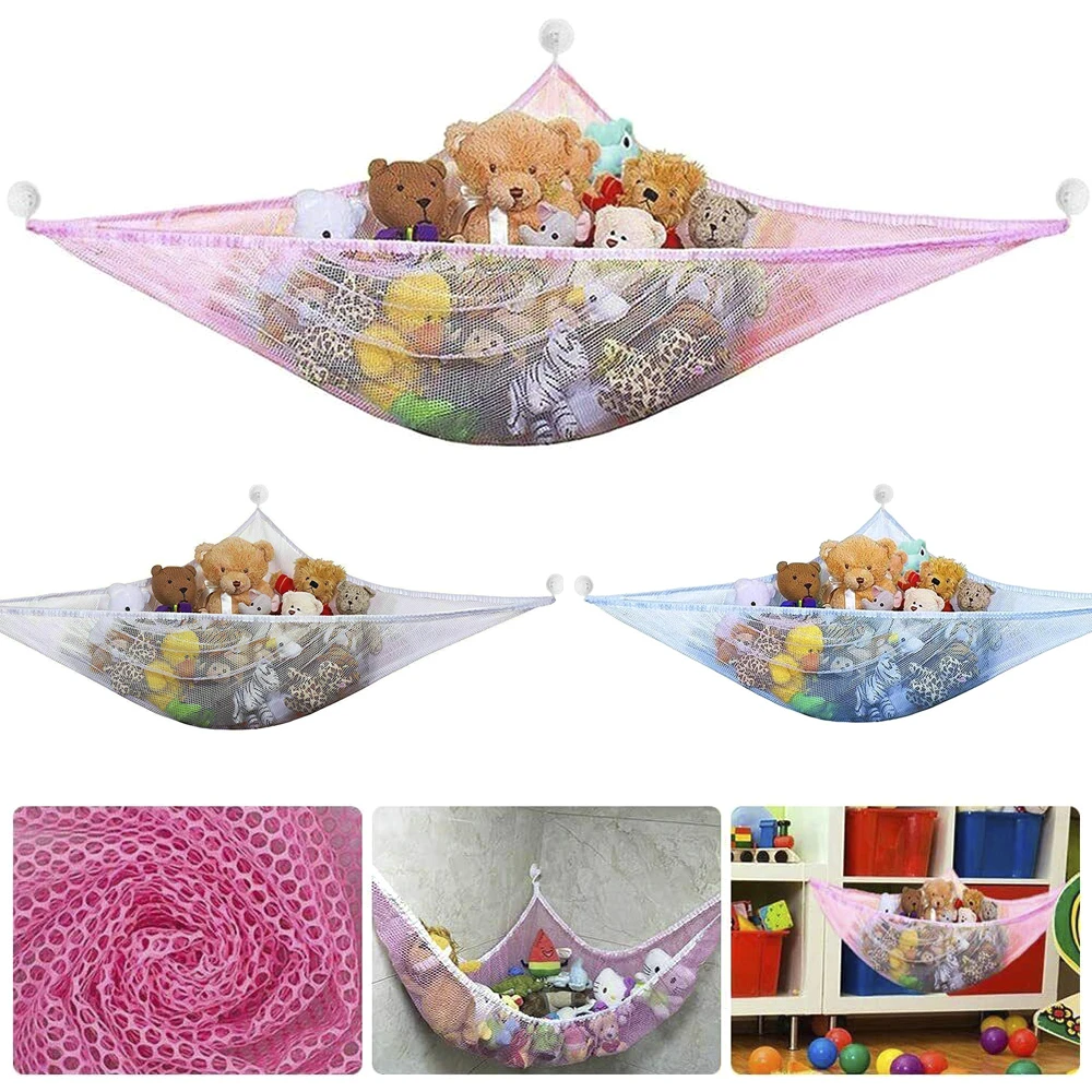 Toy Storage Hammock Large Mesh Toys Holder Hanging Stuffed Animal Net Organizer Room Bedroom Decor Teddy Squishmallow Holder