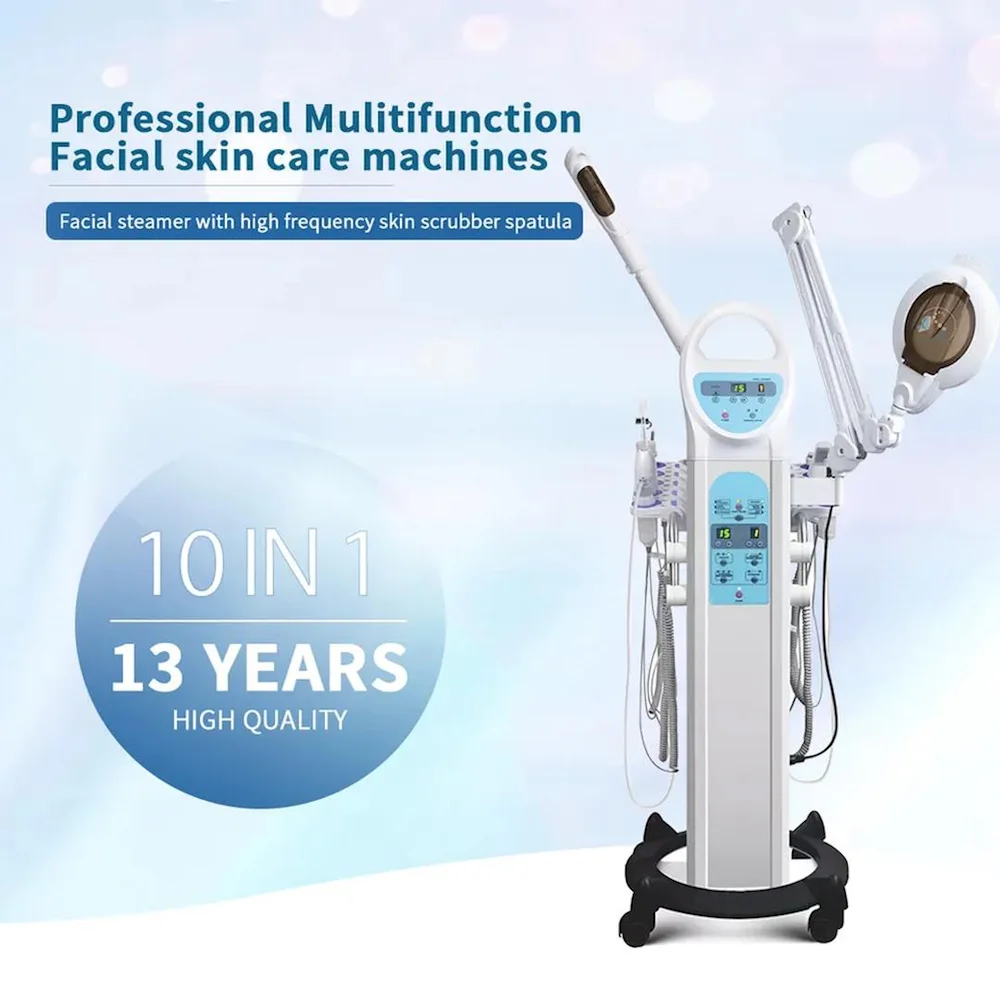Ozone Facial Vaporizer Steamer with Ultrasound Skin Tightening Galvanic Face Lift Microdermabrasion Machine for Beauty Therapy