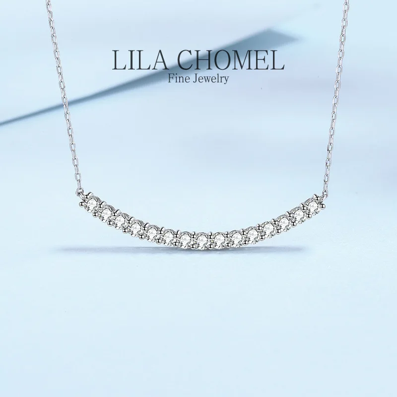 Platinum PT950 Chain Wedding Fine Jewelry GRA Original Certified Moissanite D color Diamond Simple Smile Necklace for Women gift