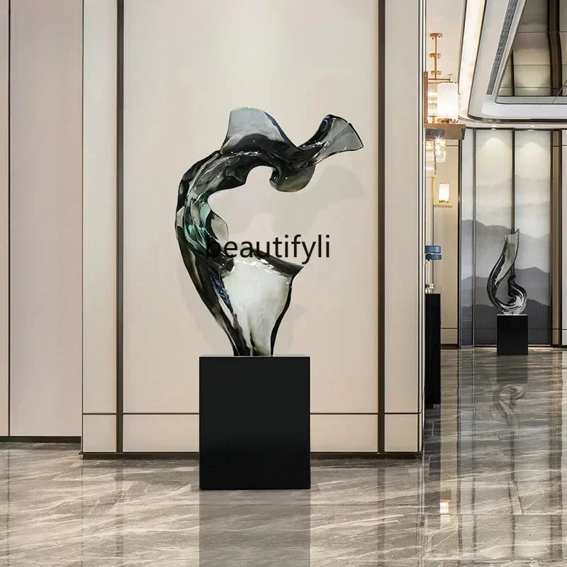 

yj15 53Modern light luxury transparent resin sculpture ornaments Hotel lobby abstract art aisle floor decoration