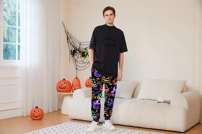 New Halloween Pumpkin Sweatpants for Men and Women, 3D Fashionable Trendy Party and Festival Outfits, Outdoor Streetwear