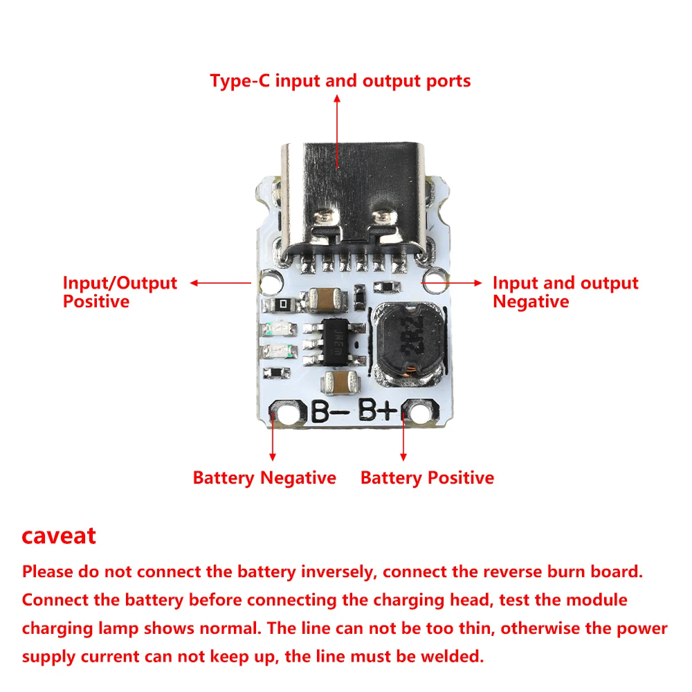 DC 5V Charge Discharge Module Mini Lithium Battery Charging Module Type-C Boost Power Board with Multiple Protection
