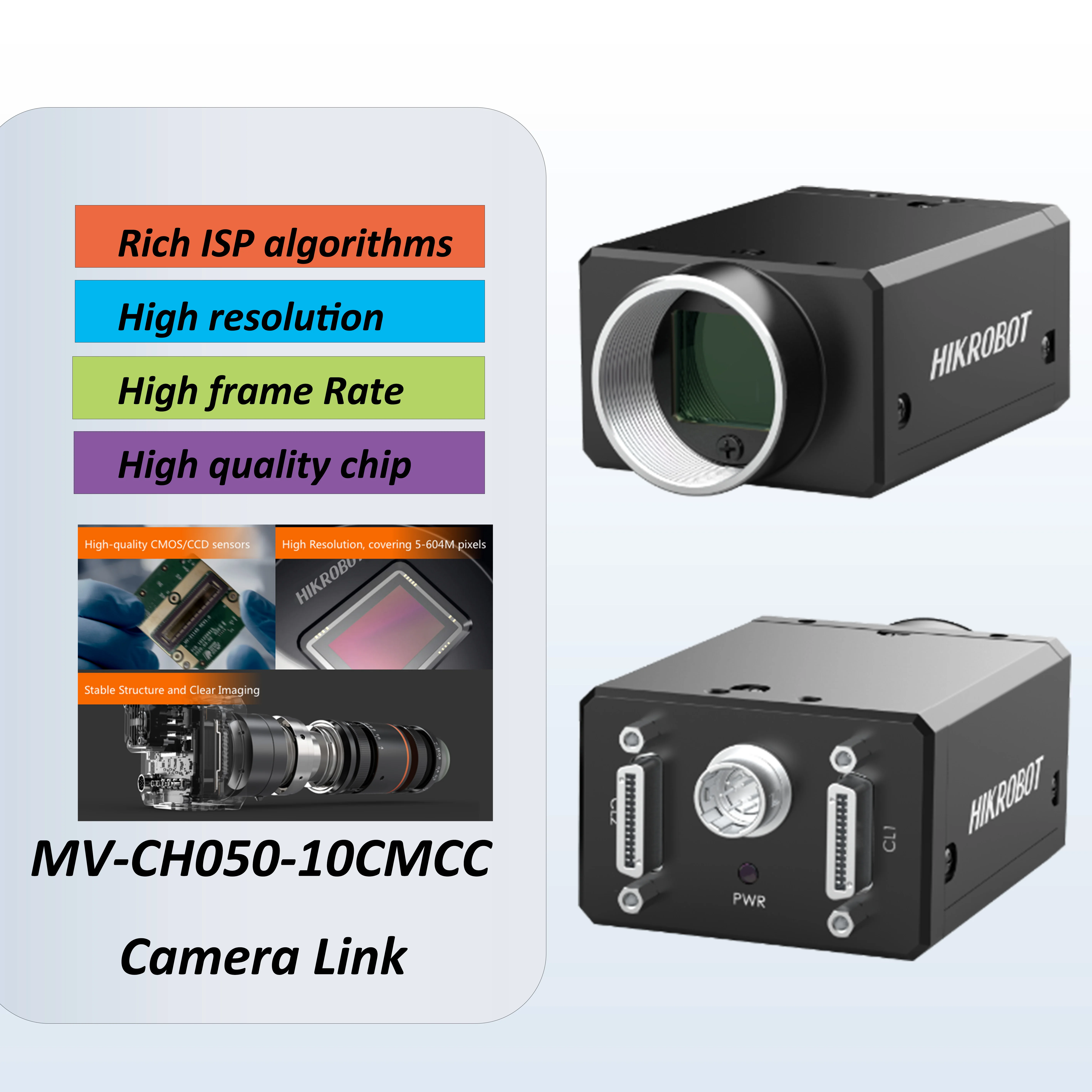 

MV-CH050-10CMCC HIKROBOT 5MP 2/3" CMOS C-Mount Camera Link Industrial Detection camera Area Scan Camera