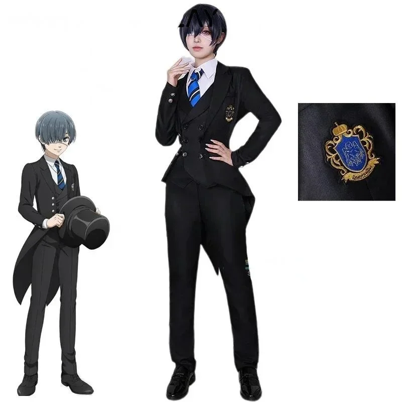 

Ciel Phantomhive School Uniform Wig Full Set Black Butler Cosplay Outfits Animation Prop Anime Black Butler Ciel Cosplay Costume