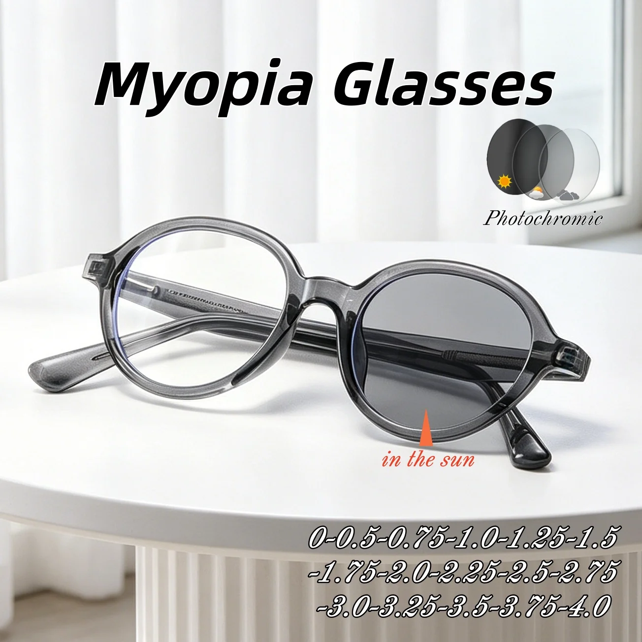 

Stylish Round Frame Photochromic Myopia Glasses Outdoor Anti Blue Light Eyeglasses HD Ultra Light Comfortable Eyewear Unisex