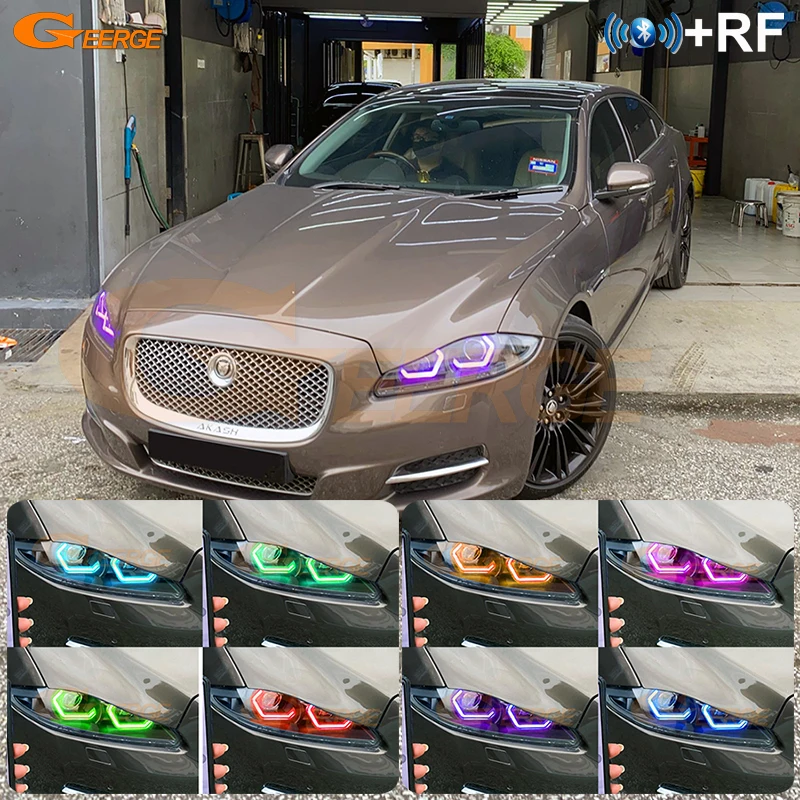 For Jaguar XJ XJR XF XE F-Pace Concept M4 Iconic Style Dynamic Sequential Multi Color RGB LED Angel Eyes Hex Halo Rings