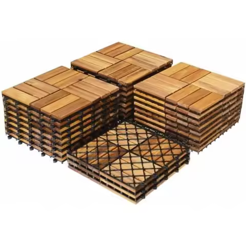 27 Pieces Acacia Wood Interlocking Patio Deck Tile