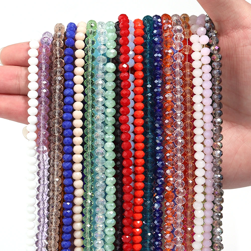 1 Strand Crystal Beads Multicolor Faceted Flat Round Beads Loose Spacer Glass Bead For DIY Jewelry Making Necklace Bracelet
