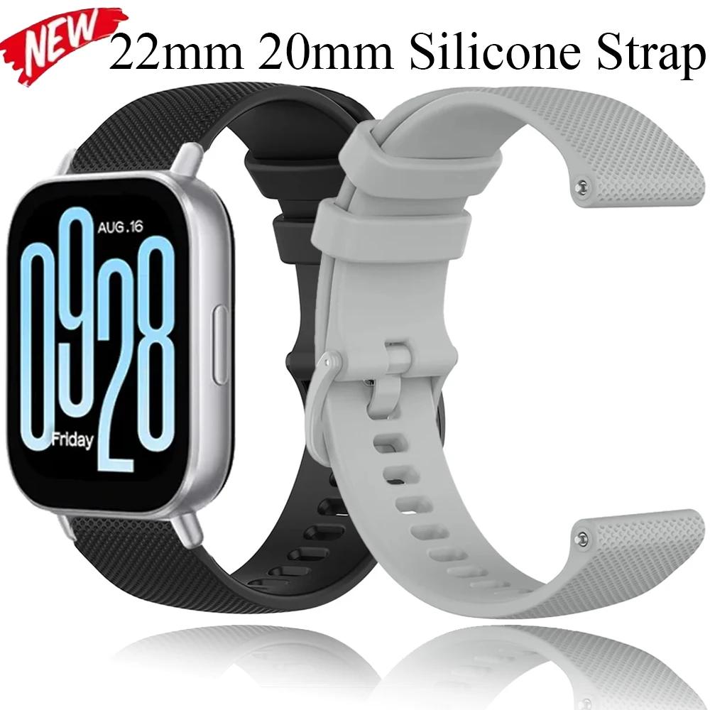 22mm 20mm Silikonarmband für Redmi Watch 5 Active/Redmi Watch 5 Lite Komfortables Band für Amazfit Active 3-Max/Bip 6-5 Armband