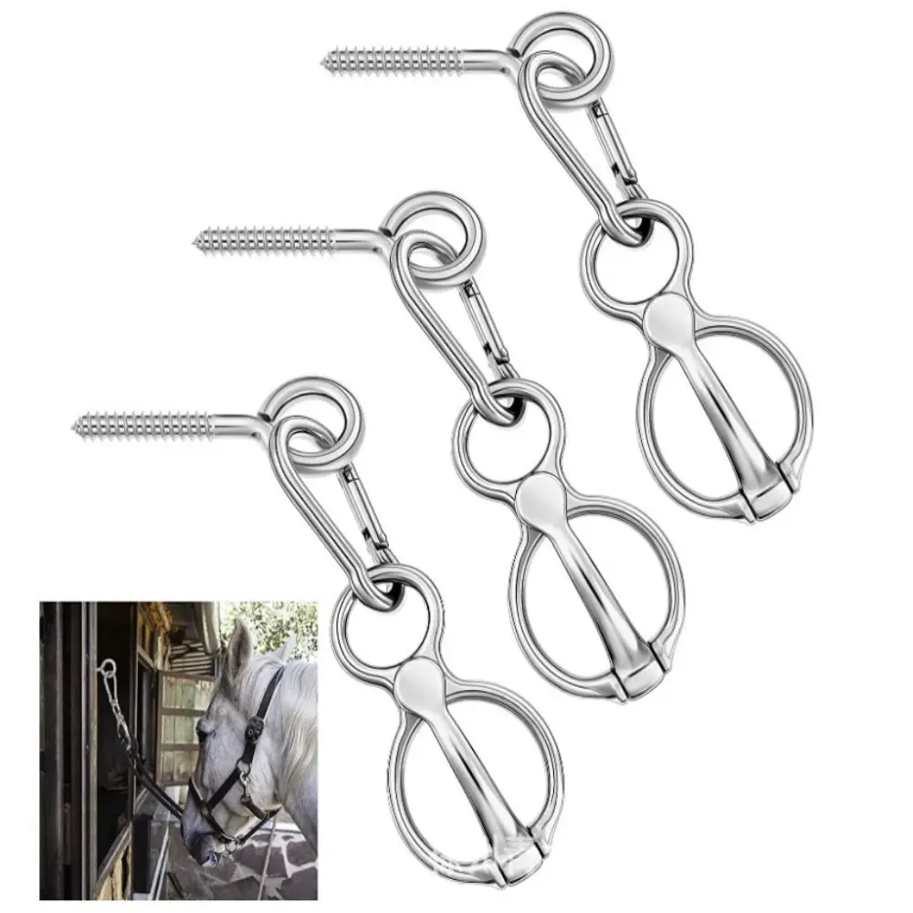 Easy To Operate Quick Snap Horse Tie Ring Stainless Steel Silver Horse Trailer Ties Sturdy Durable Tie Horse Buckle Tack Needs
