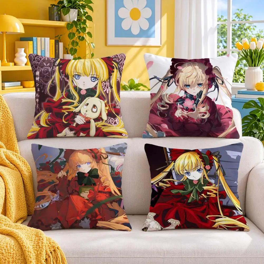 anime Anime R-Rozen M-Maiden Cushion Cover Throw Pillow Short Plush Fresh Bright Cushion for Bedroom Sofa Ornament Present Gift