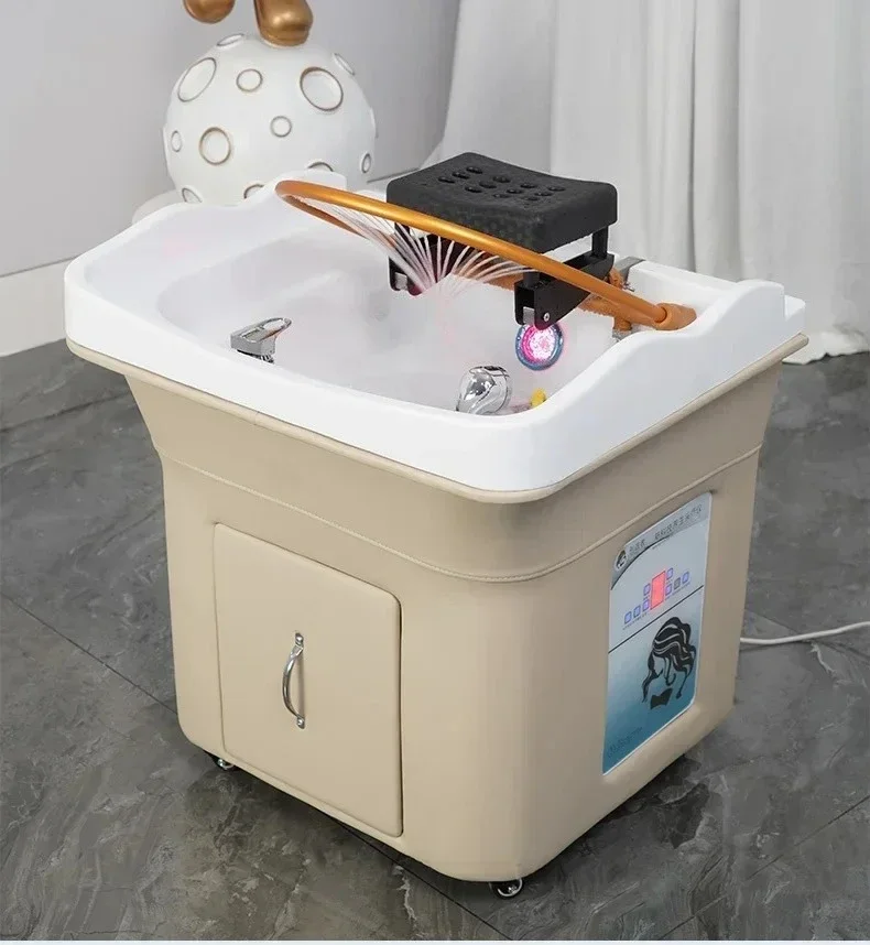 AAW Portable Removable Disassembling Head Basin Ear Cleaning Head Therapy Bed Belt Water Circulation Fumigation Shampoo Chair