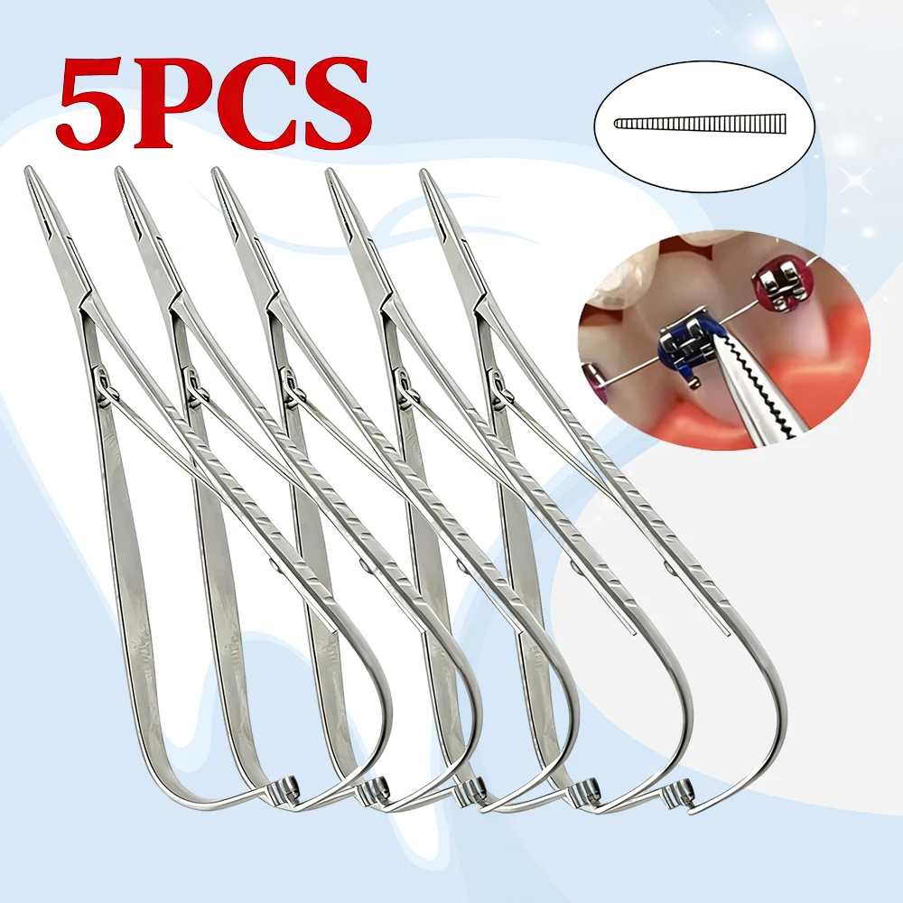 

Набор из 5 ортодонтических инструментов с эластичным держателем: щипцы Матье, тонкие гемостатические щипцы для регулировки брекетов