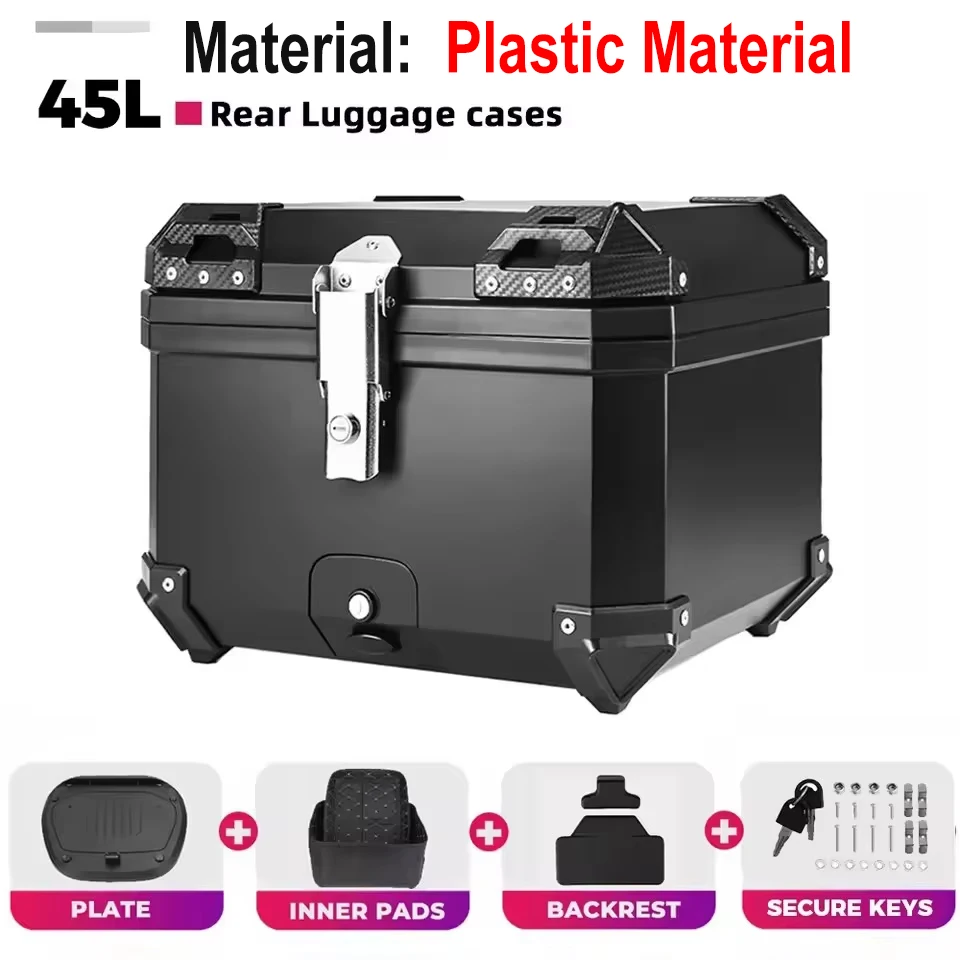 Motor Kofferbak Universele kunststoffen Bagagekoffer 45L Quick Release Motor Staart Opbergdoos Waterdicht en Schokabsorptie