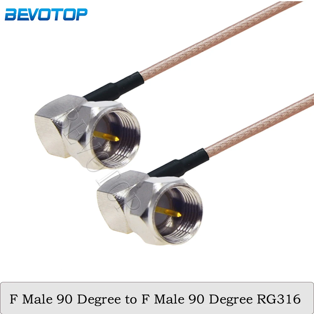 1Pcs F Male 90 Degree to F Male Right Angle Connector RF Coaxial Extension Pigtail RG316 Cable for TV Set-top Box DIY Jumpe