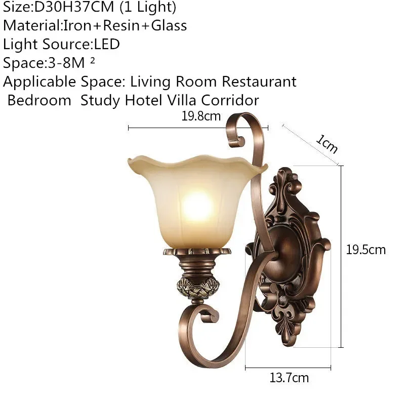 GISELLE  American Retro Wall Lamp European Luxury  LED Living Room Bedroom Study Room Hotel Villa Model Room Aisle Wall Light