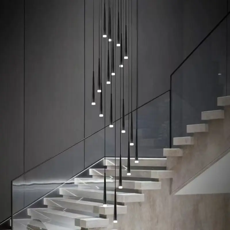 

Modern Staircase Pendant Light Rotating Long Design for Duplex Apartment Bedroom Nordic Restaurant Attic Simple Atmosphere
