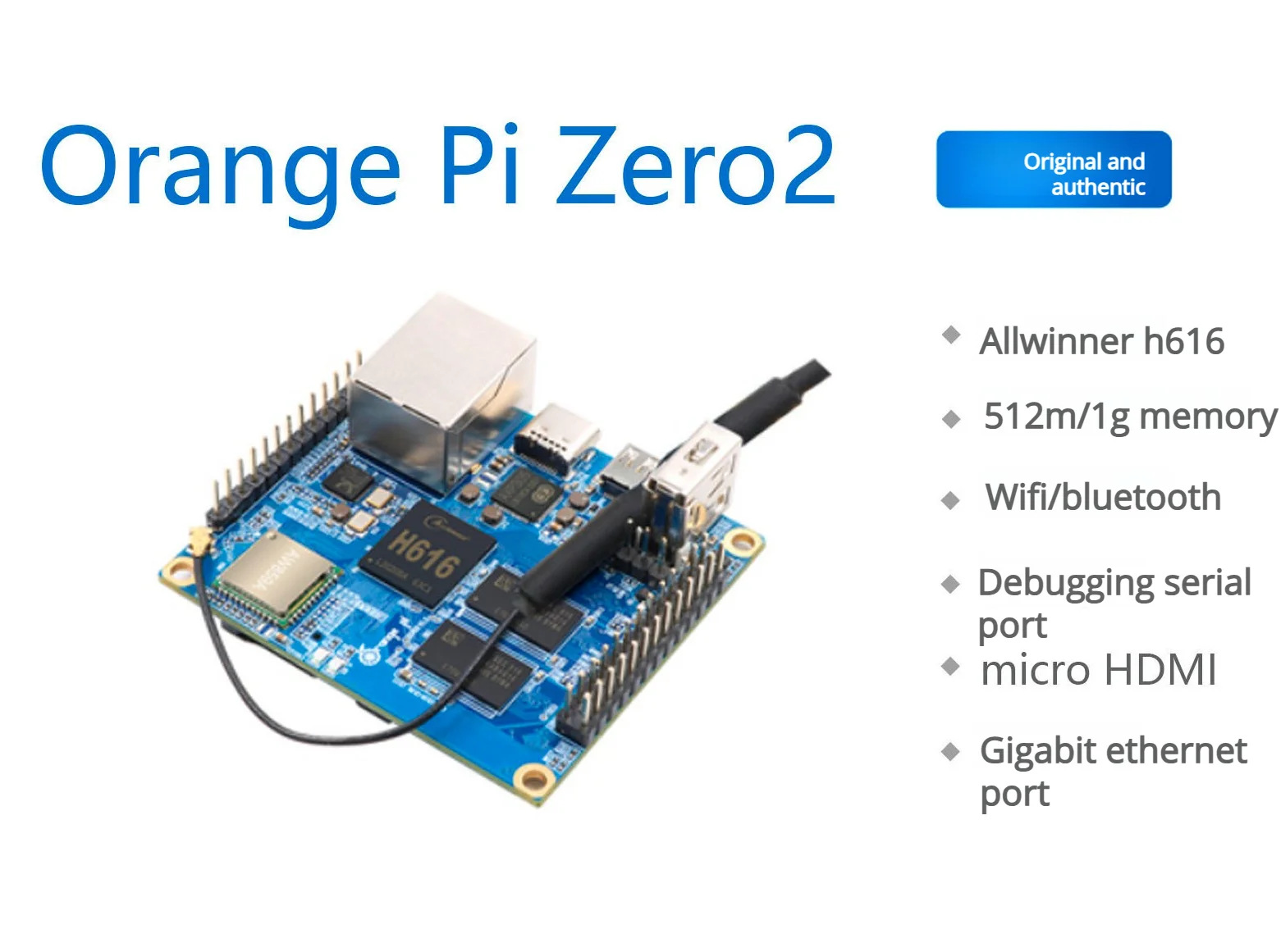 Chipboard Orange Pi Zero2 Development Board Allwinner H616 Android 10 Set-top Box Quad-Core Allwinner H616 SoC ARM Cortex-A53