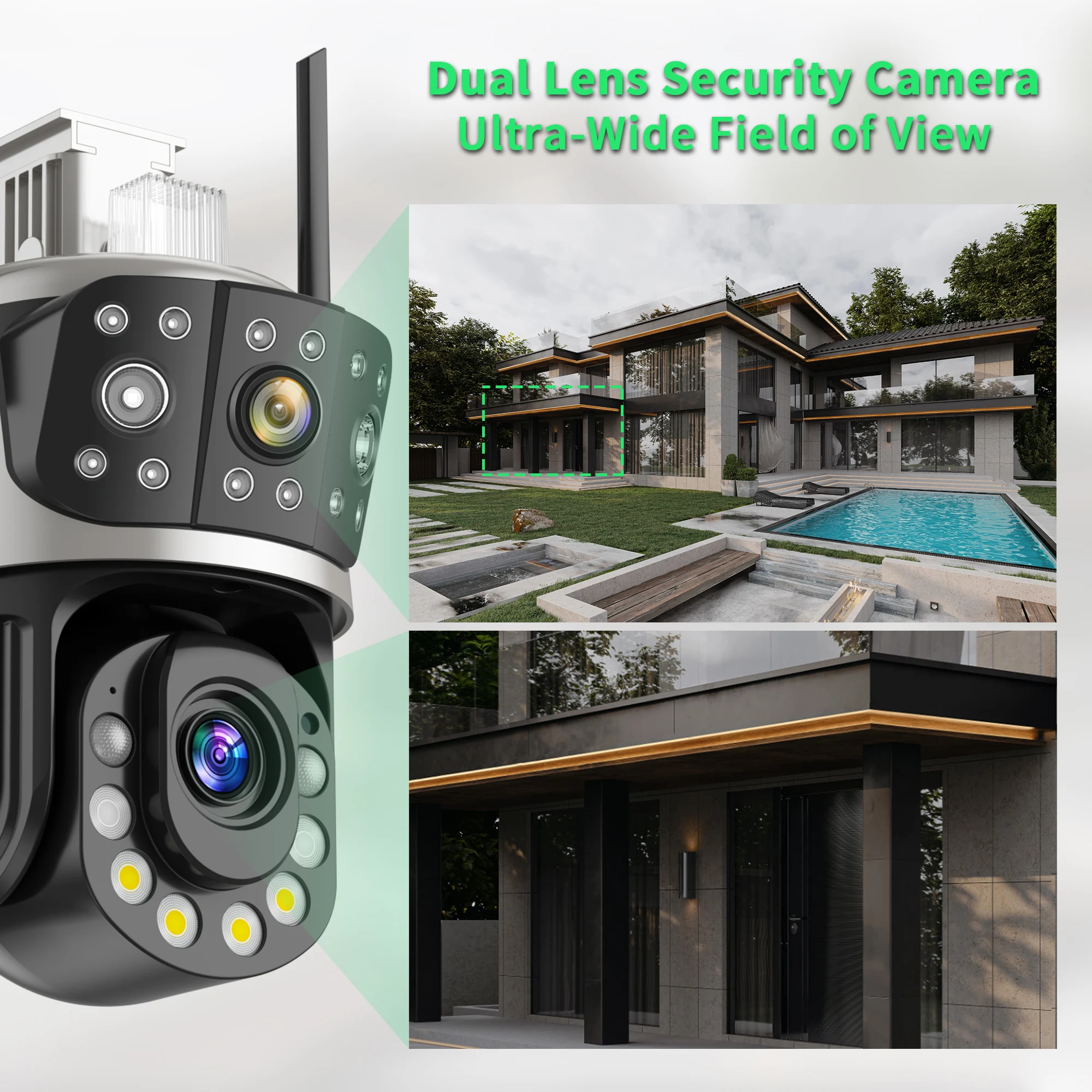 8MP 50X Optical Zoom Camera Outdoor WiFi IP Camera PTZ Dual Screen Cam Human Detection 4K Video Surveillance Security Cams iCSee