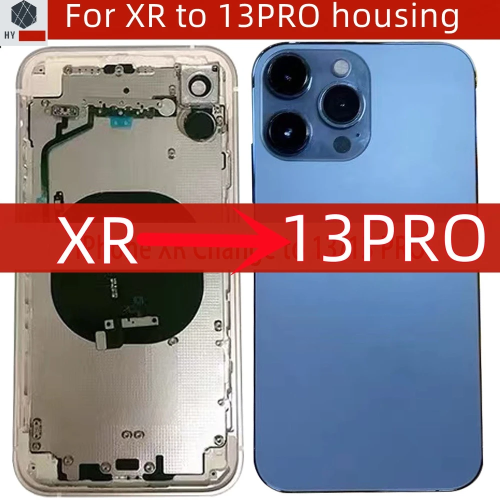 housing For XR Like 13 Pro Housing XR To 13 Pro Back DIY Back Cover Housing Battery Middle Frame Replacement