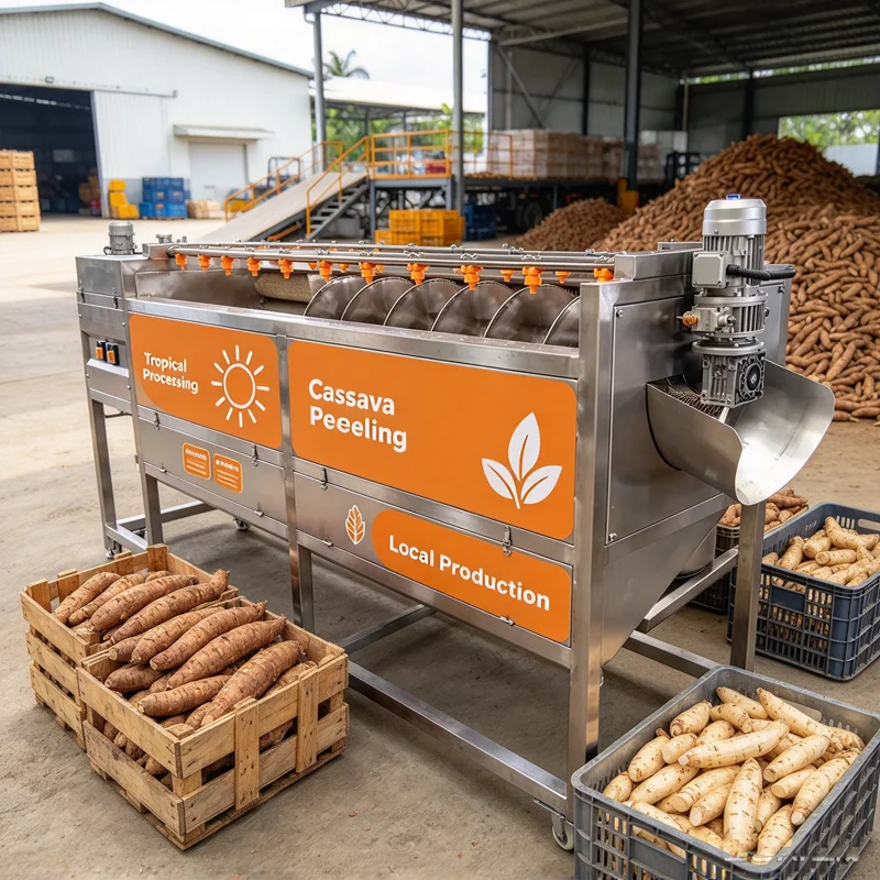 Cassava Skin Peeling Machine Automatic Cassava Peeler Stainless Steel Commercial for Cassava Processing Use OME