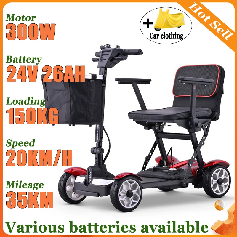 

Mini Adult Commuting Electric Scooter Foldable 4-Wheeler Elderly Comfortable Seat Removable Battery Disabled Mobility Scooter