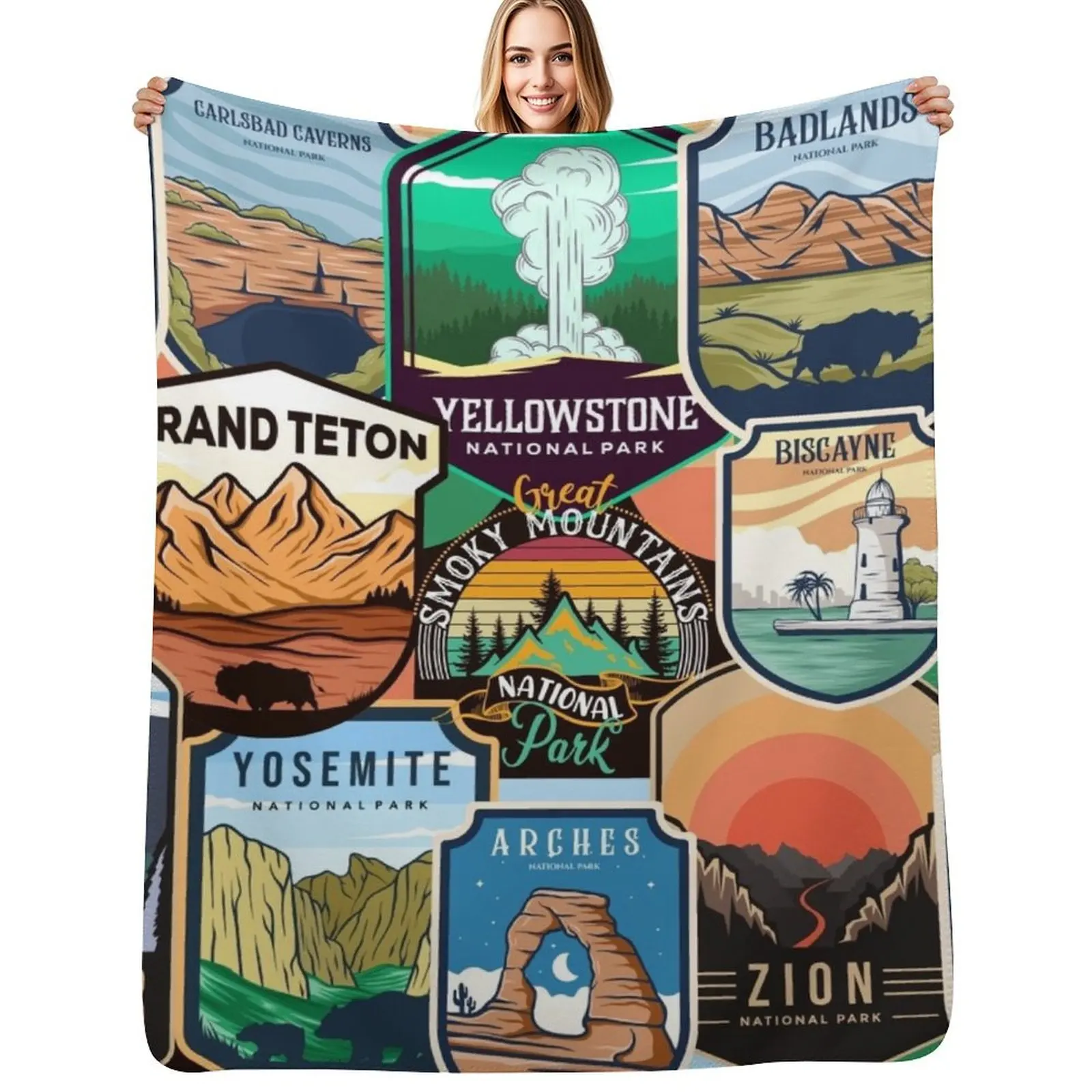 National Parks Logo Design Throw Blanket Sofas Soft Retros Blankets For Bed Beach Blankets