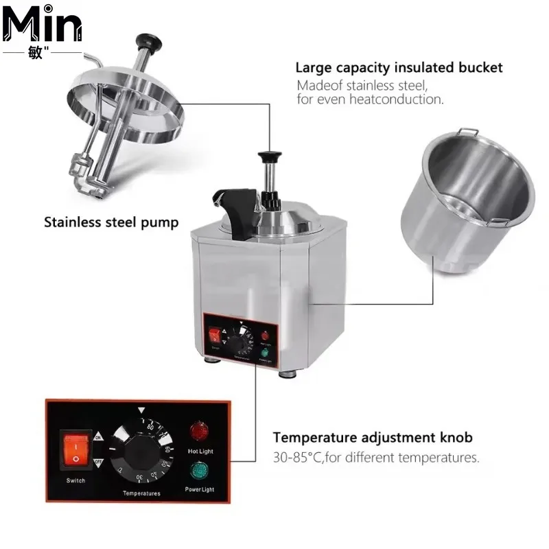 Commercial Three Head 6L Sauce Warmer With Pump Chocolate Jam Warming Machine For Catering Buffet Food Service
