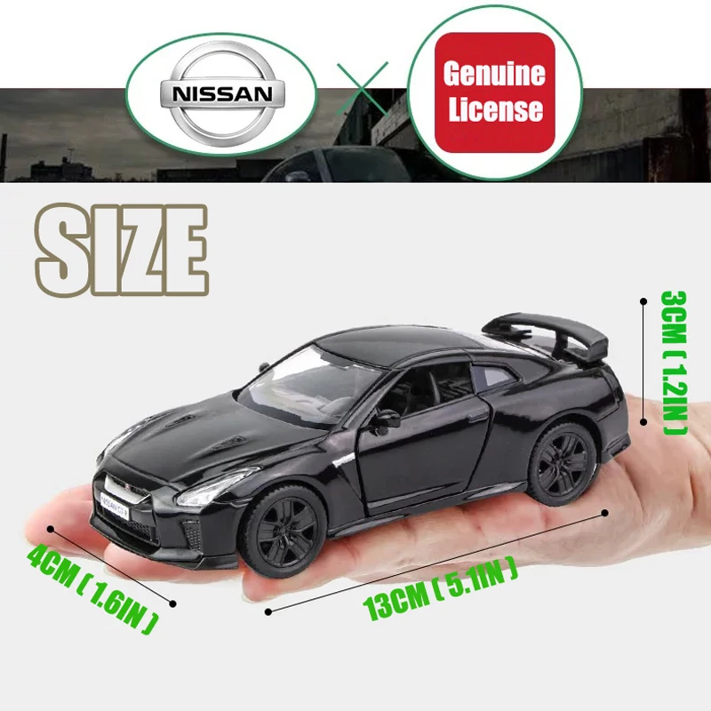 لعبة نموذج سيارة من نيسان GTR-Diecast للأولاد ، مقاس 1:36 ، خليط معدني ، هدية عيد ميلاد ، مجموعة