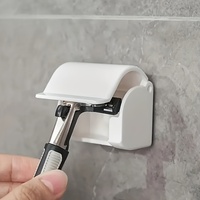 Bathroom organizer - wall mounted shower shaver rack, no need for power, plastic, bathroom storage, accessories, easy to organiz