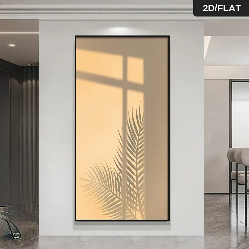 1pc frameless Canvas Painting 2D Flat Creative Abstract Leaf Shadow Canvas Wall Art - Frameless Modern Artistic Canvas Prints fo