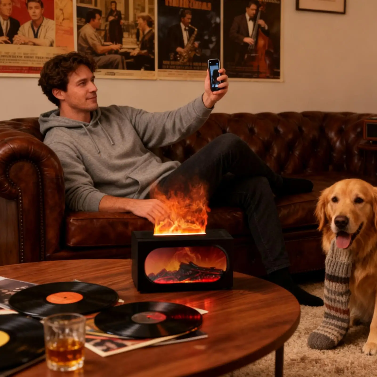 موزع موقد مقاوم للماء للإضاءة المحيطة لغرفة النوم، موزع زيت مزيف للحمام الداخلي والخارجي والمكتب والحديقة #4