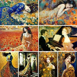 Klimt Style Golden Beautiful Woman Portrait,Diamond Painting New 2025, Full Drill ,Gustav Diamond Mosaic Embroidery, Home Decor