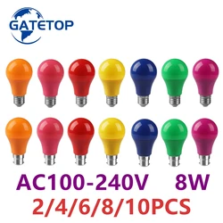 2-10PCS/LOT led 7 color festive bar atmosphere color bulb E27 B22 AC100-240V 8W can be used for party party lighting