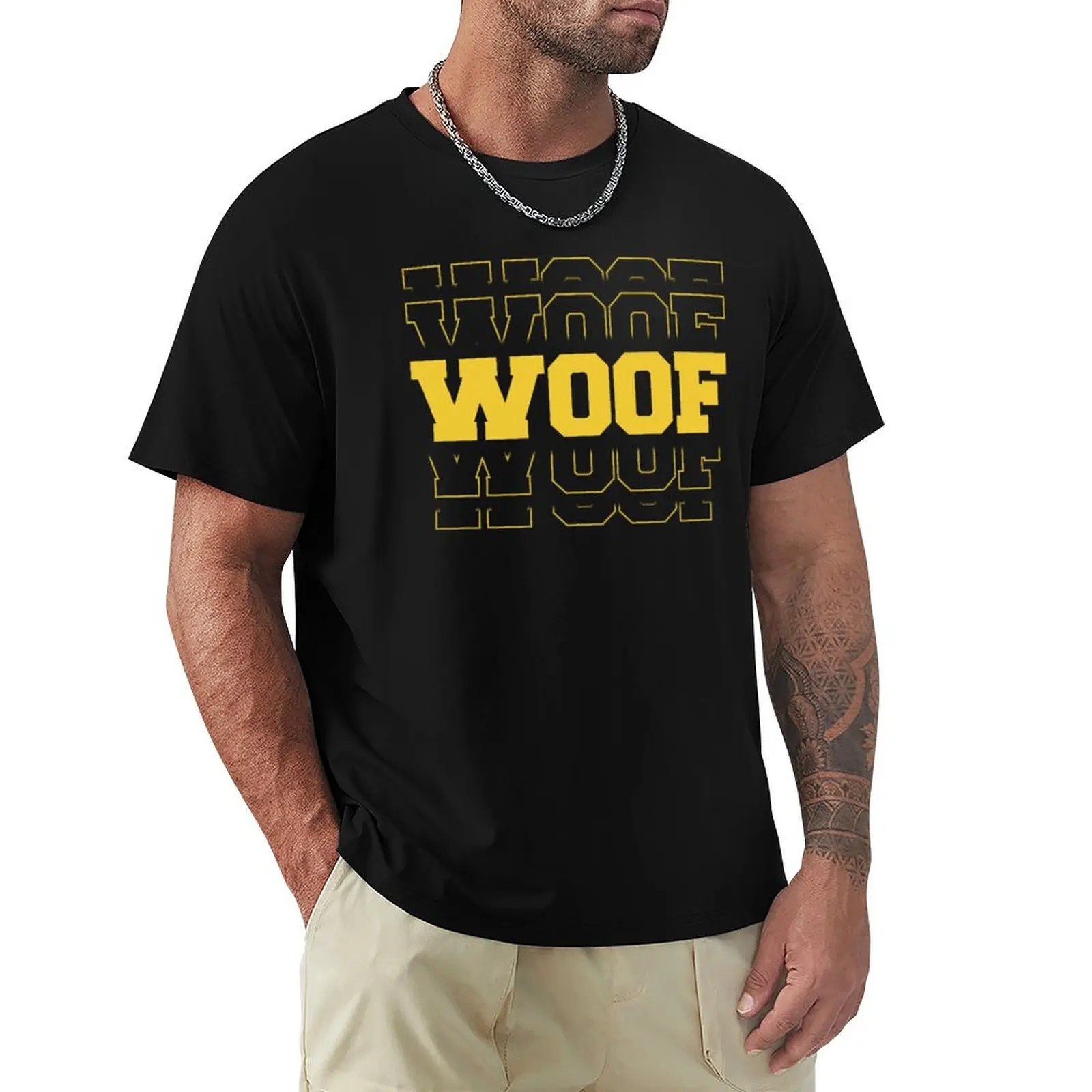 Camiseta Woof Vision de aduanas, tallas grandes, ropa de boutique de San Valentín, camisetas gráficas para hombre, anime