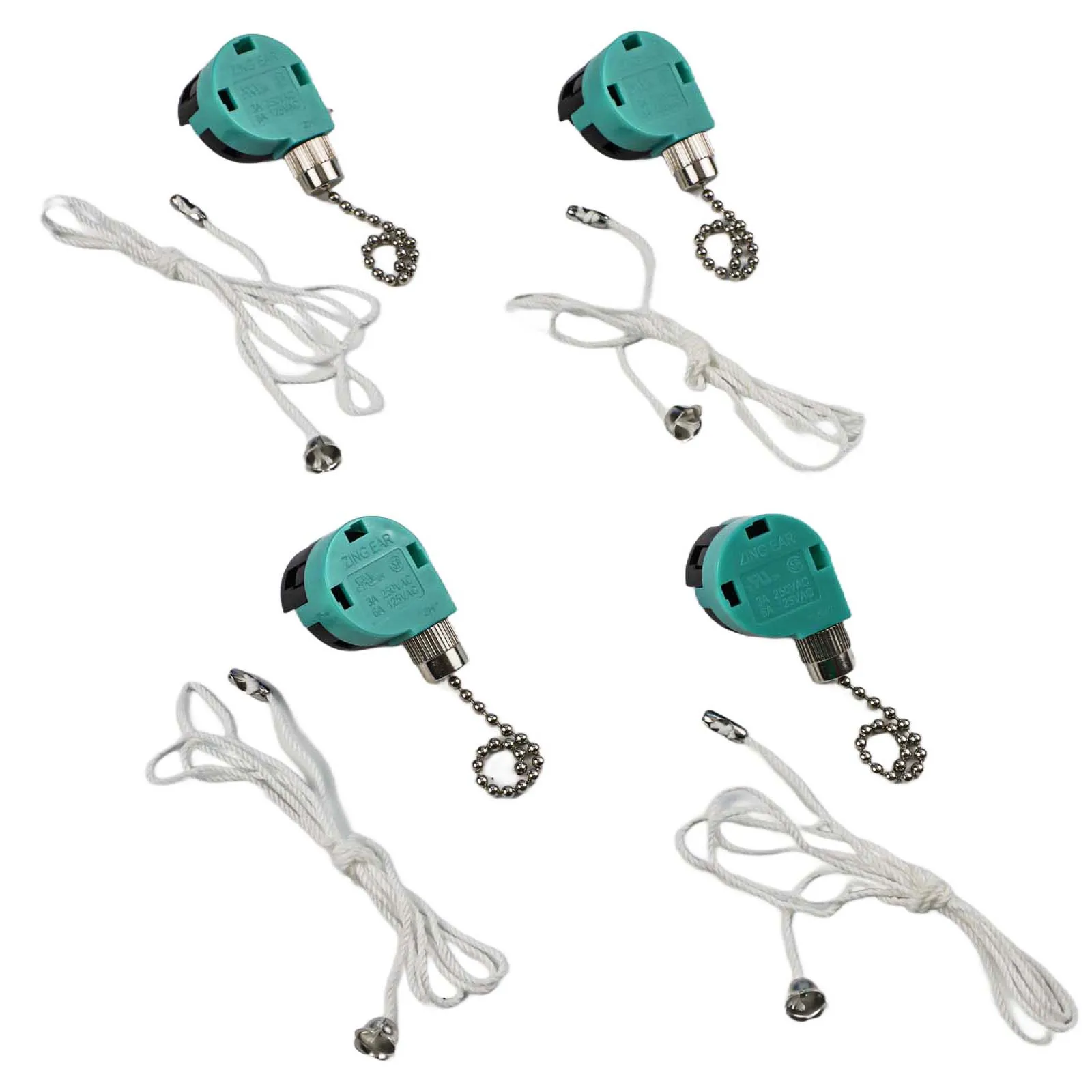 4 Pieces ZE268S6 Fan Switch 3 Speed 4 Wire Pull Chain Compatible with For Hunter For Harbor Breeze For Hampton Bay Ceiling Fans